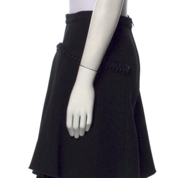 CARVEN ASYMMETRIC BLACK EMBELLISHED FLARED SKIRT M - Picture 9 of 13